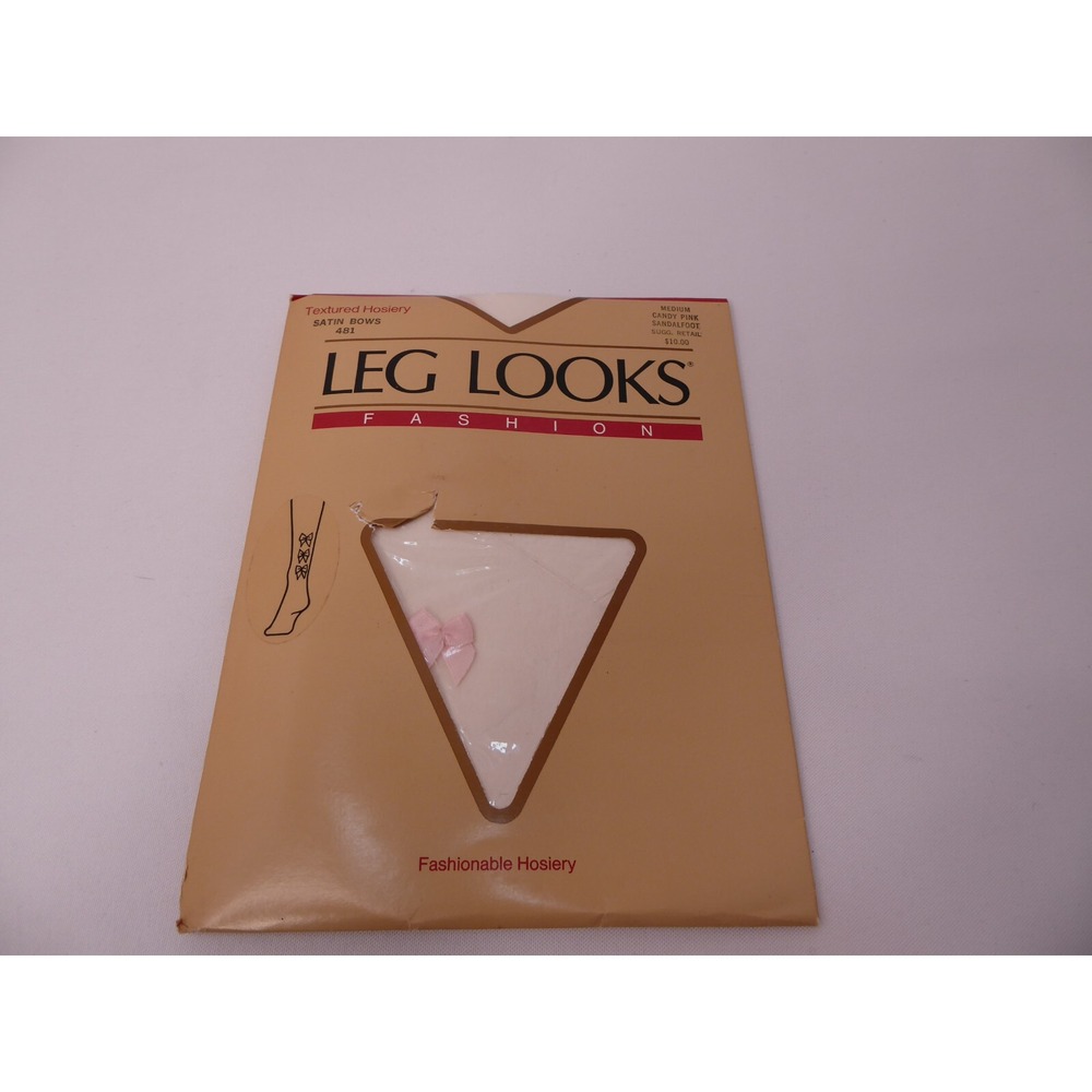 VTG Pantyhose Burlington Satin Bows 481 Leg Looks Candy Pink Fashion Medium